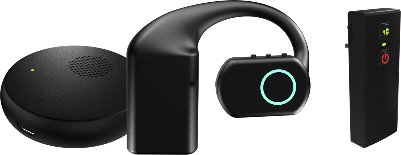 The QuickComm range: Table Top, Earpiece and Bridge Node